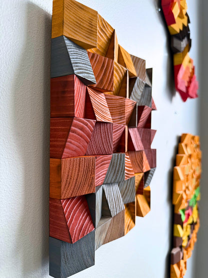 Wall Decor "Rustic Burnt Wood Block Art"