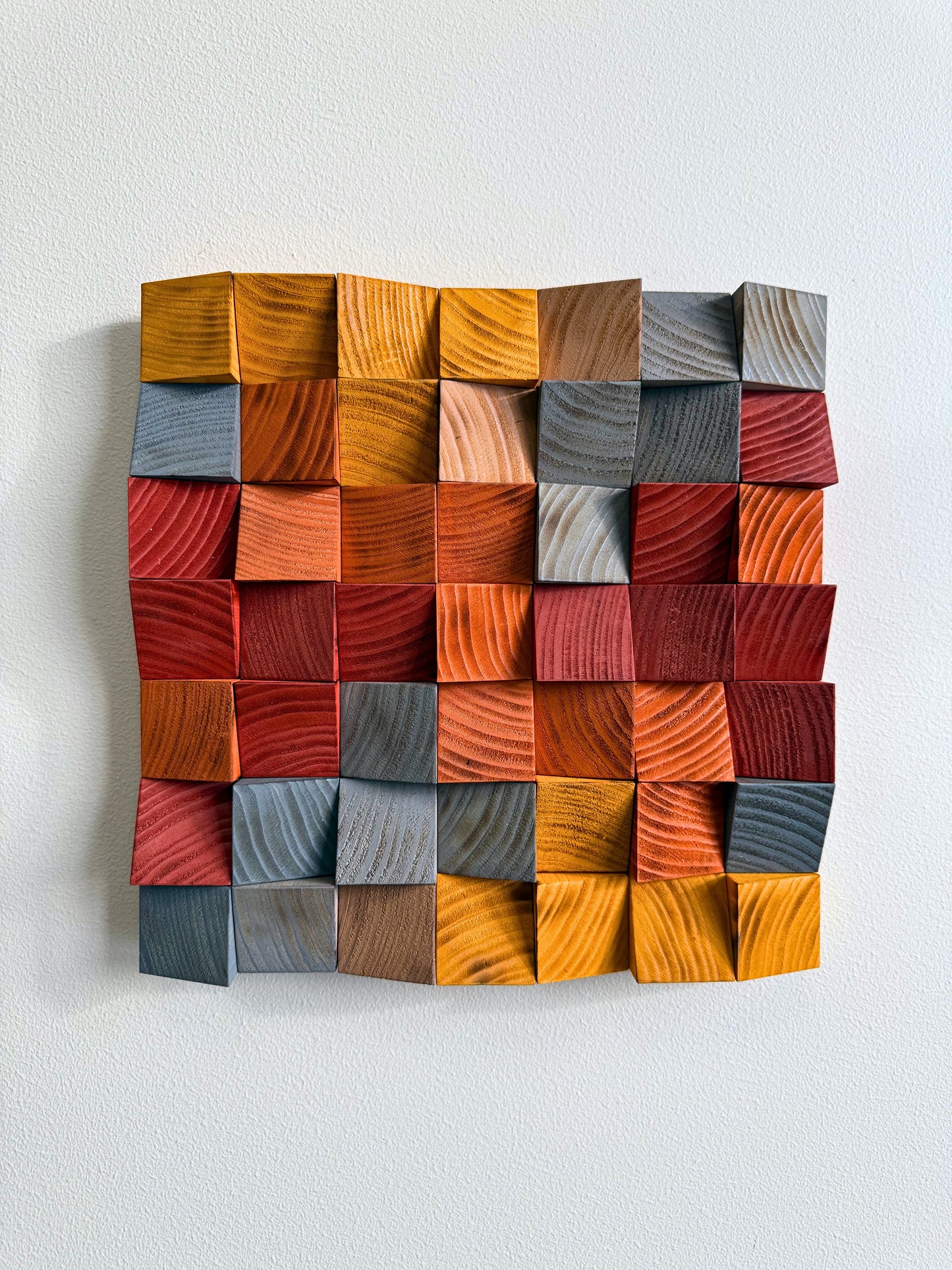 Wall Decor "Rustic Burnt Wood Block Art"