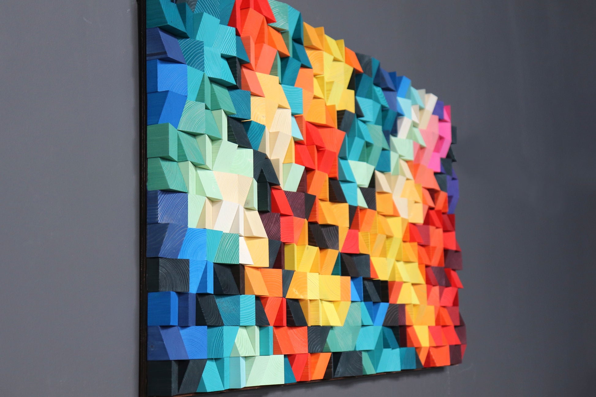 Vibrant handmade wooden wall art designed for color lovers and modern spaces.