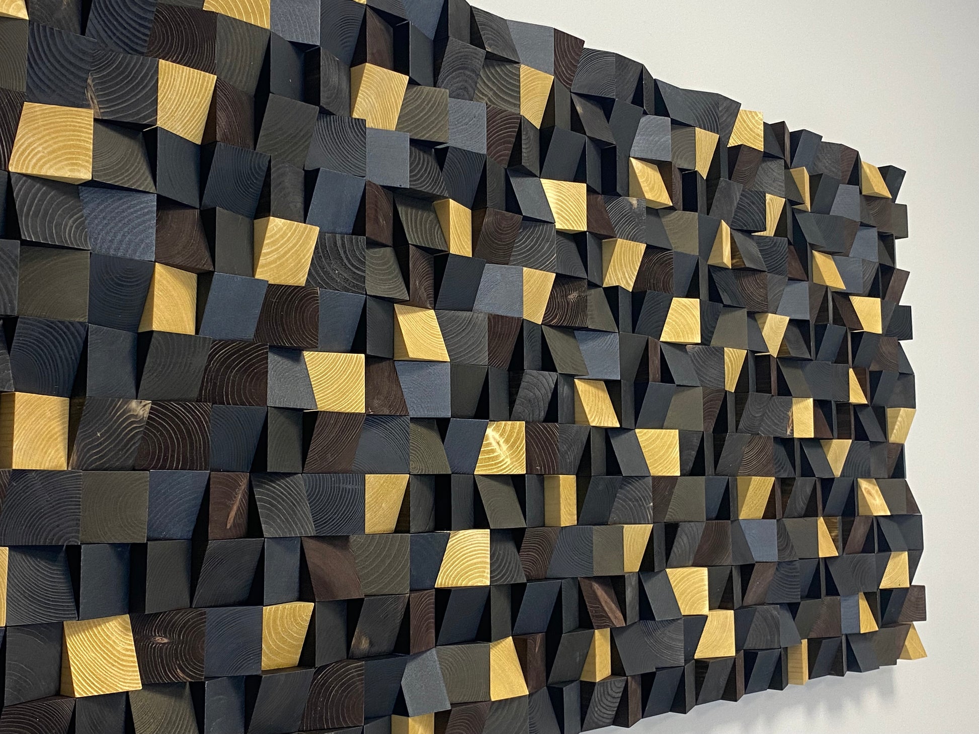 Luxury modern black and gold wooden wall art handcrafted by WoodenPix.