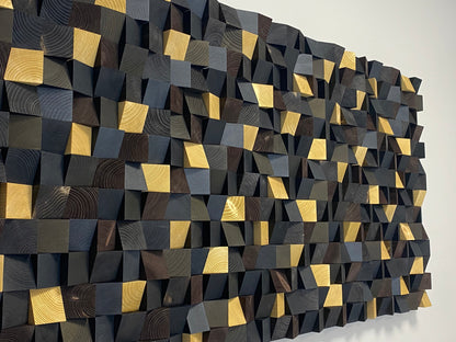 Luxury modern black and gold wooden wall art handcrafted by WoodenPix.
