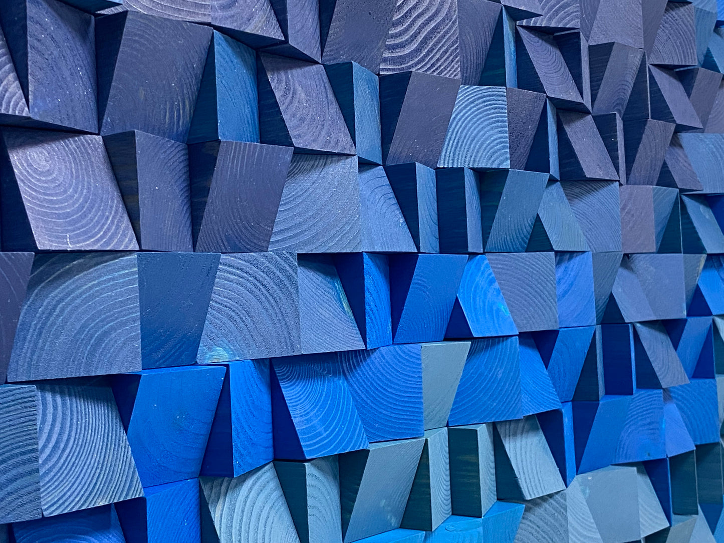 Deep Blue Ocean by WoodenPix – 3D wooden wall art with functional acoustic effect.