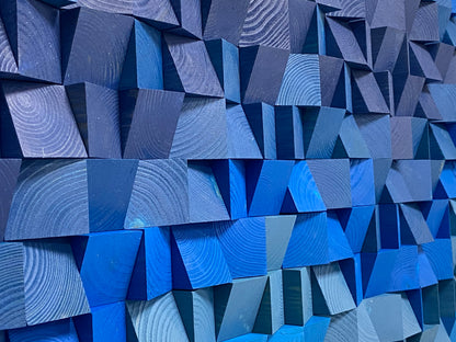 Deep Blue Ocean by WoodenPix – 3D wooden wall art with functional acoustic effect.