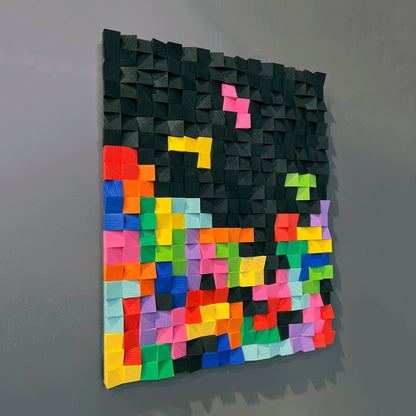 Contemporary acoustic wooden wall panel for music studios and creative interiors.