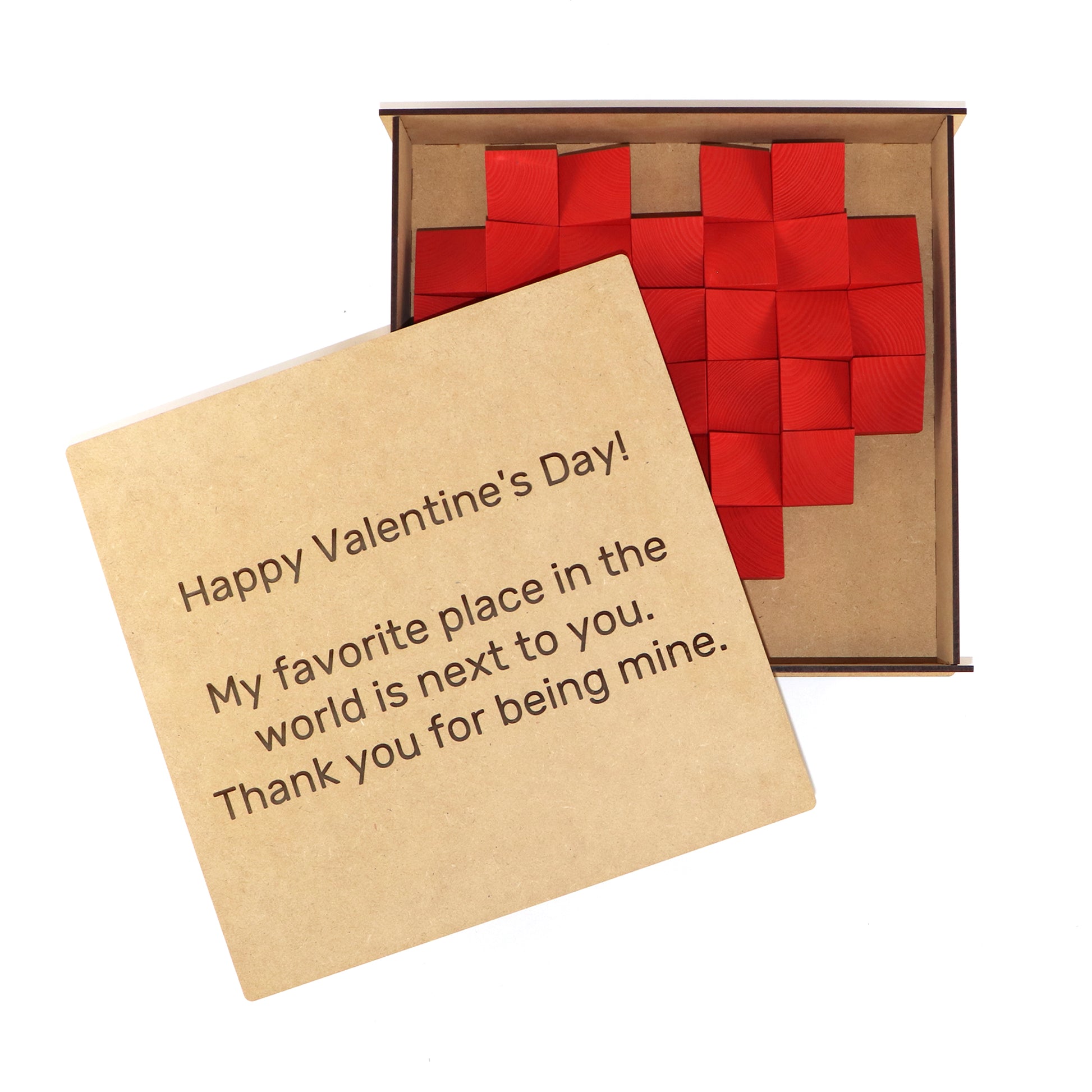 Purple heart wall art made from solid wood blocks, ideal as a meaningful gift