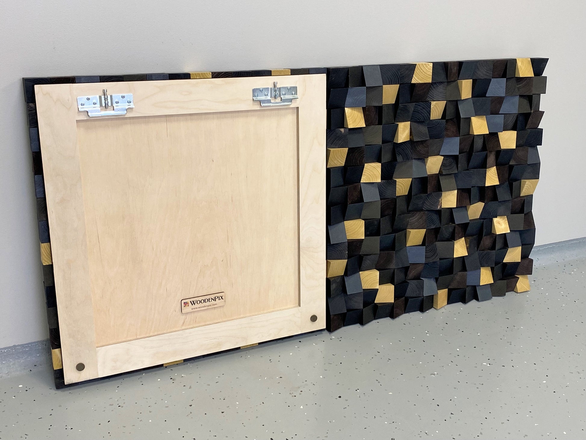 Contemporary 3D wooden wall panel handcrafted from natural sustainable wood.