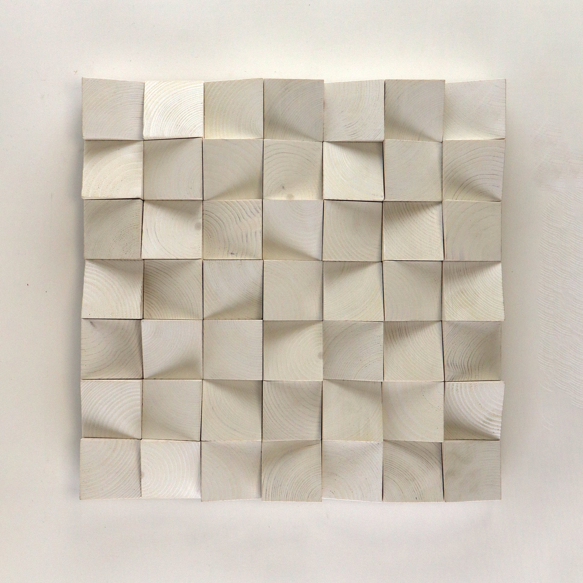 Handcrafted Signal White 3D wooden wall art with sculpted texture and minimalist tone. Perfect for modern interiors, acoustic balance, and clean aesthetic design.