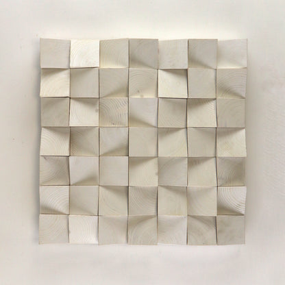 Handcrafted Signal White 3D wooden wall art with sculpted texture and minimalist tone. Perfect for modern interiors, acoustic balance, and clean aesthetic design.