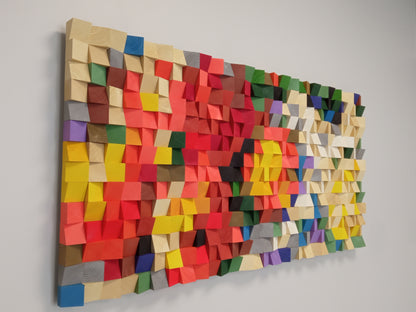 Eco-friendly 3D wooden acoustic wall panel blending art, texture, and sound diffusion.