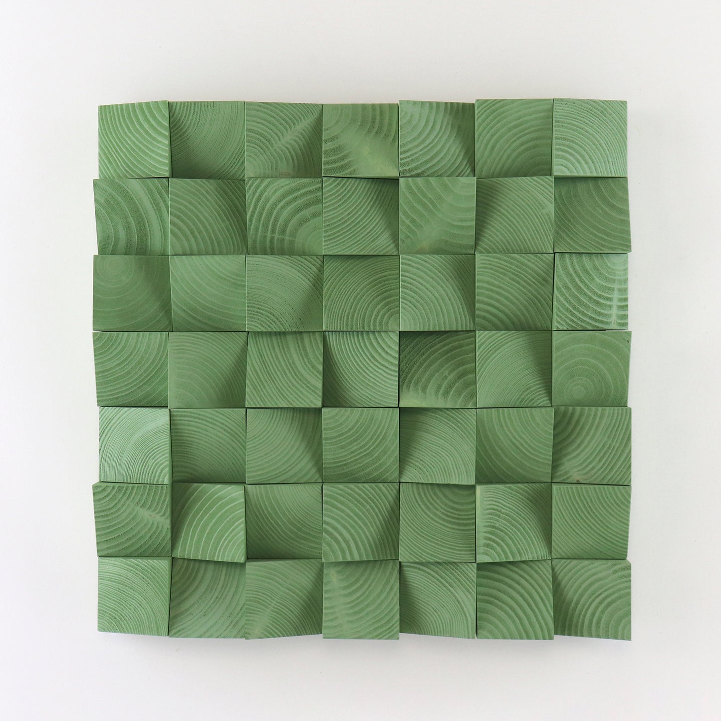 Pale Green 3D wooden wall art panel featuring handcrafted geometric wood blocks with natural acoustic texture.