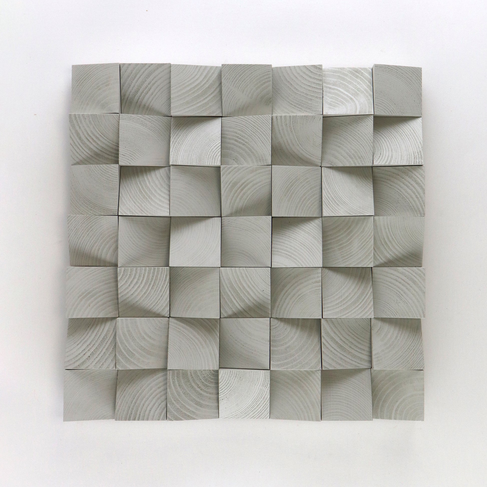 Papyrus White 3D wooden wall art panel featuring handcrafted geometric blocks and soft acoustic texture.