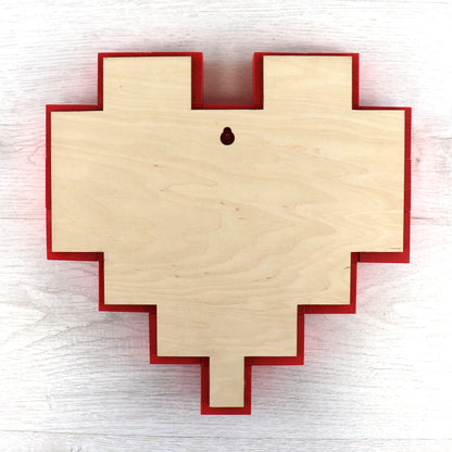 Back view of purple heart wooden wall art showing natural wood backing and hanging detail