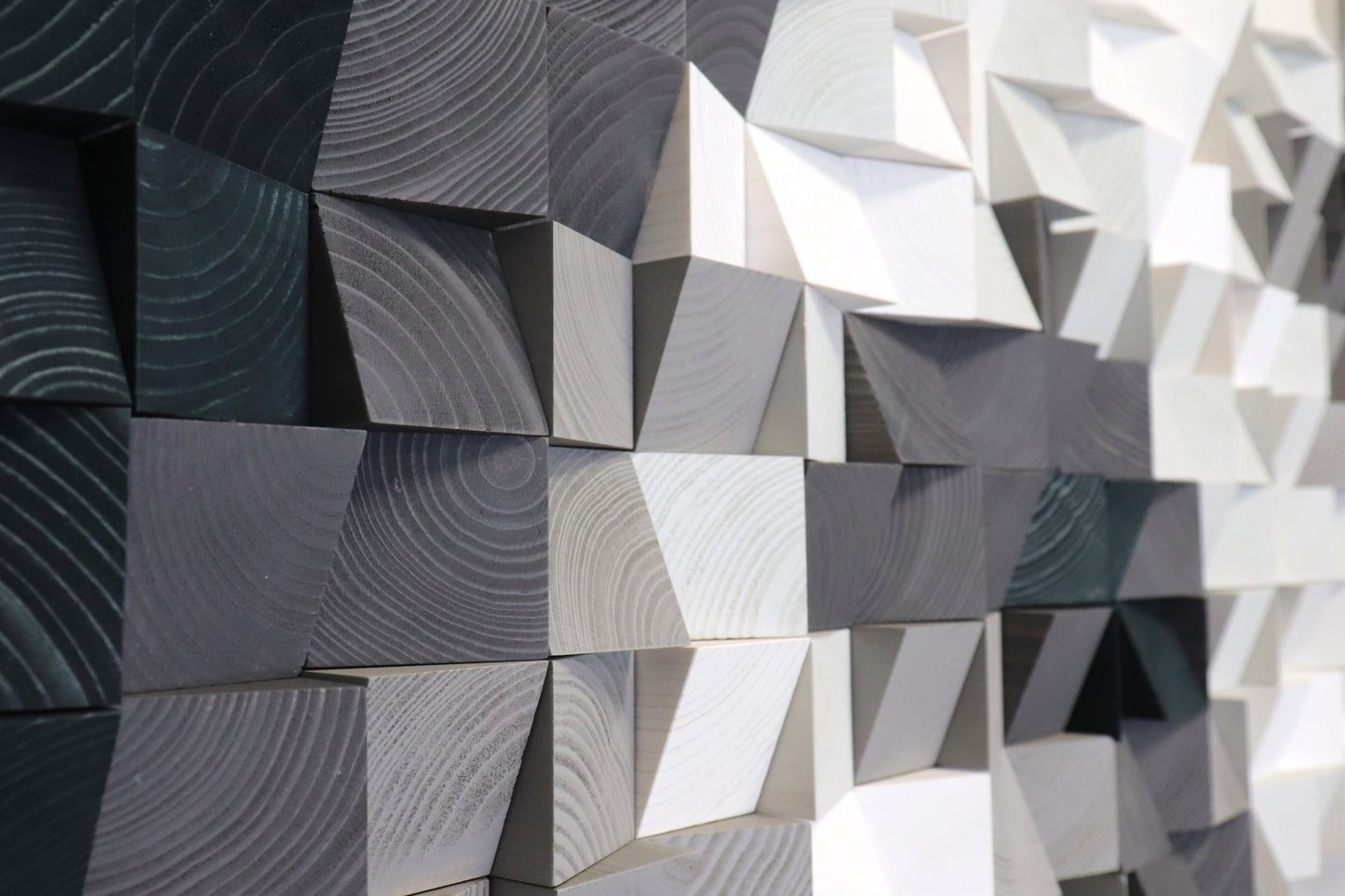 Handcrafted wooden wall art designed as an acoustic sound diffuser for modern interiors.