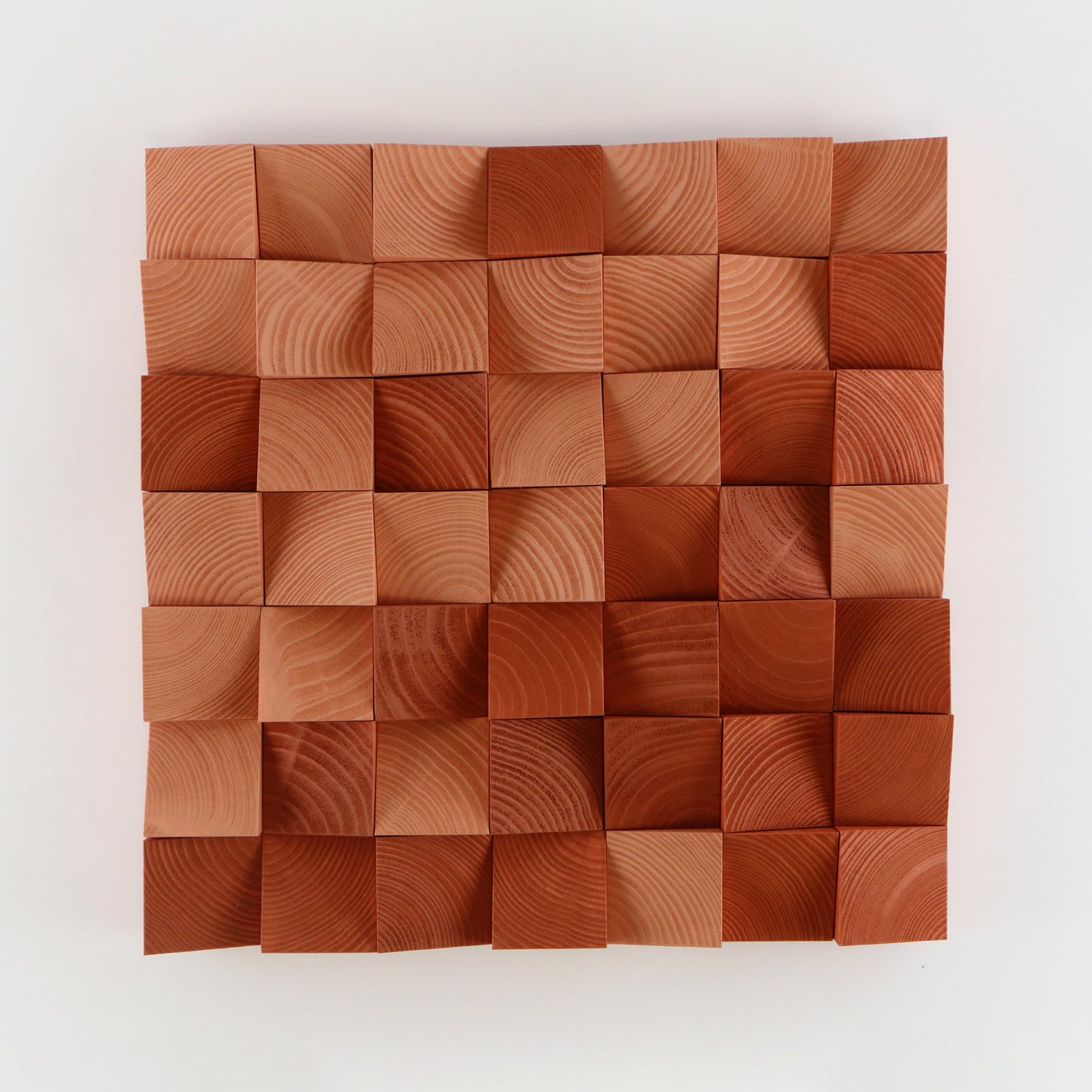 Brown 3D wooden wall art panel with warm earthy tones and sculpted blocks.