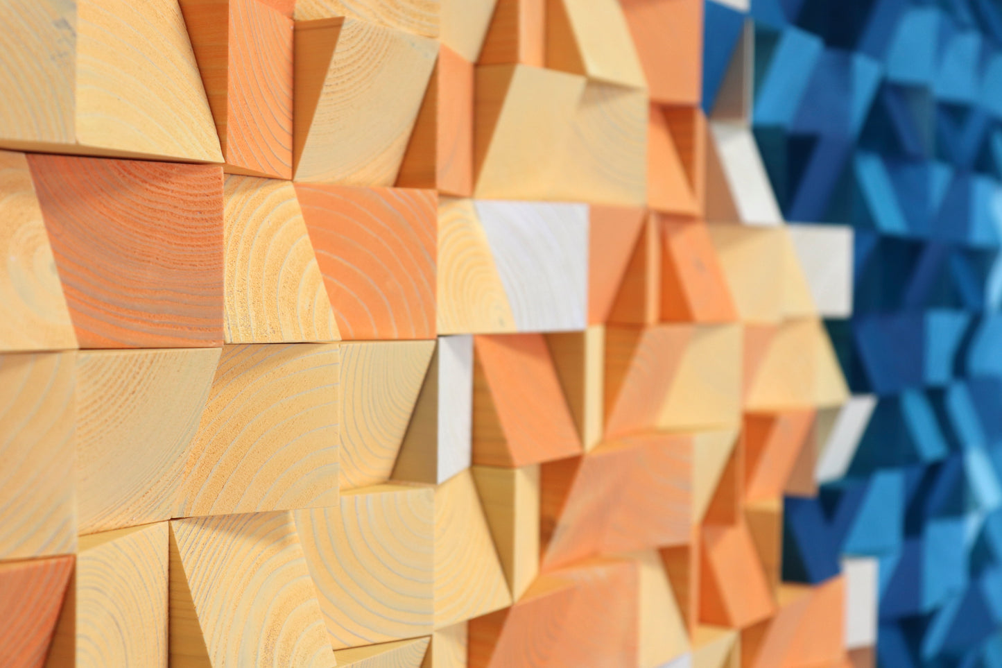 Handcrafted wooden wall decor in vibrant yellow and turquoise tones inspired by a sunny coastal lagoon.