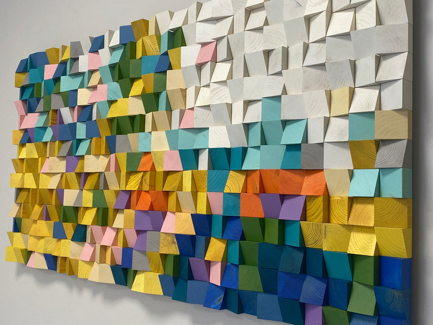 WoodenPix colorful mosaic panel with raised geometric textures.