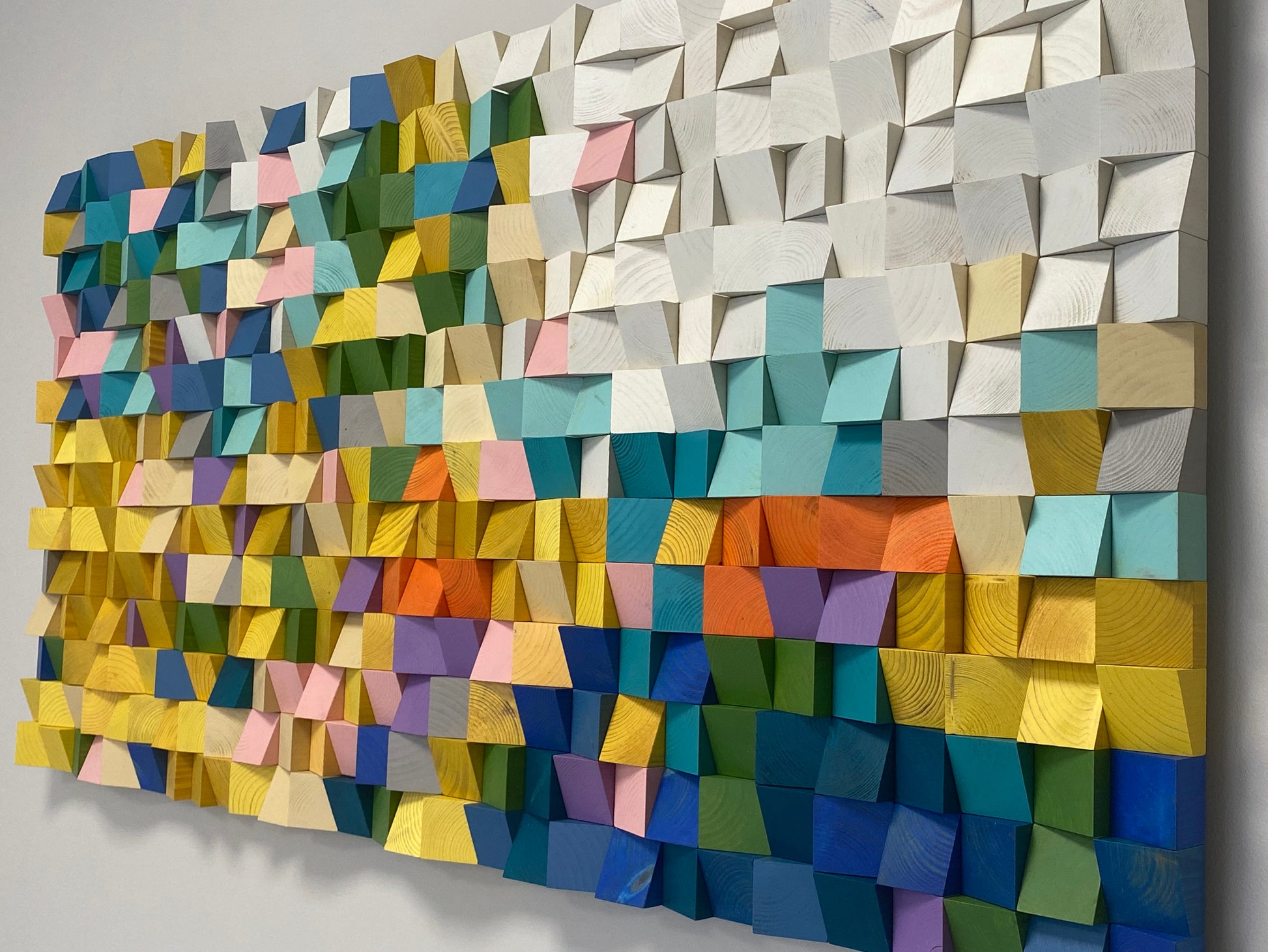 WoodenPix colorful mosaic panel with raised geometric textures.