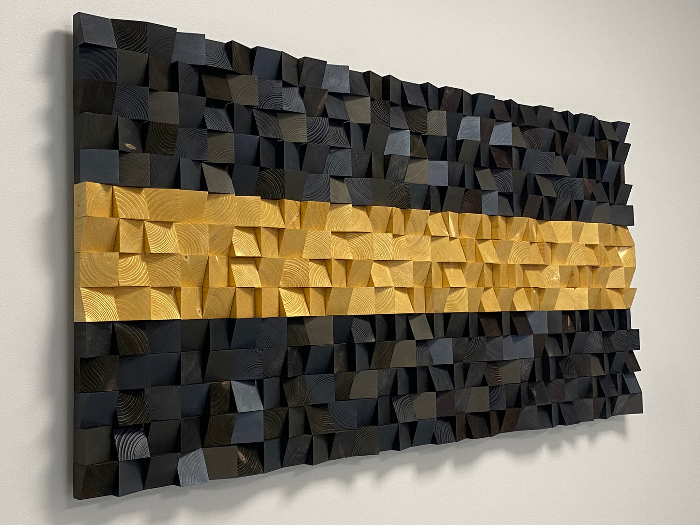 Golden Road 3D wooden acoustic panel with elegant black and gold tones by WoodenPix.