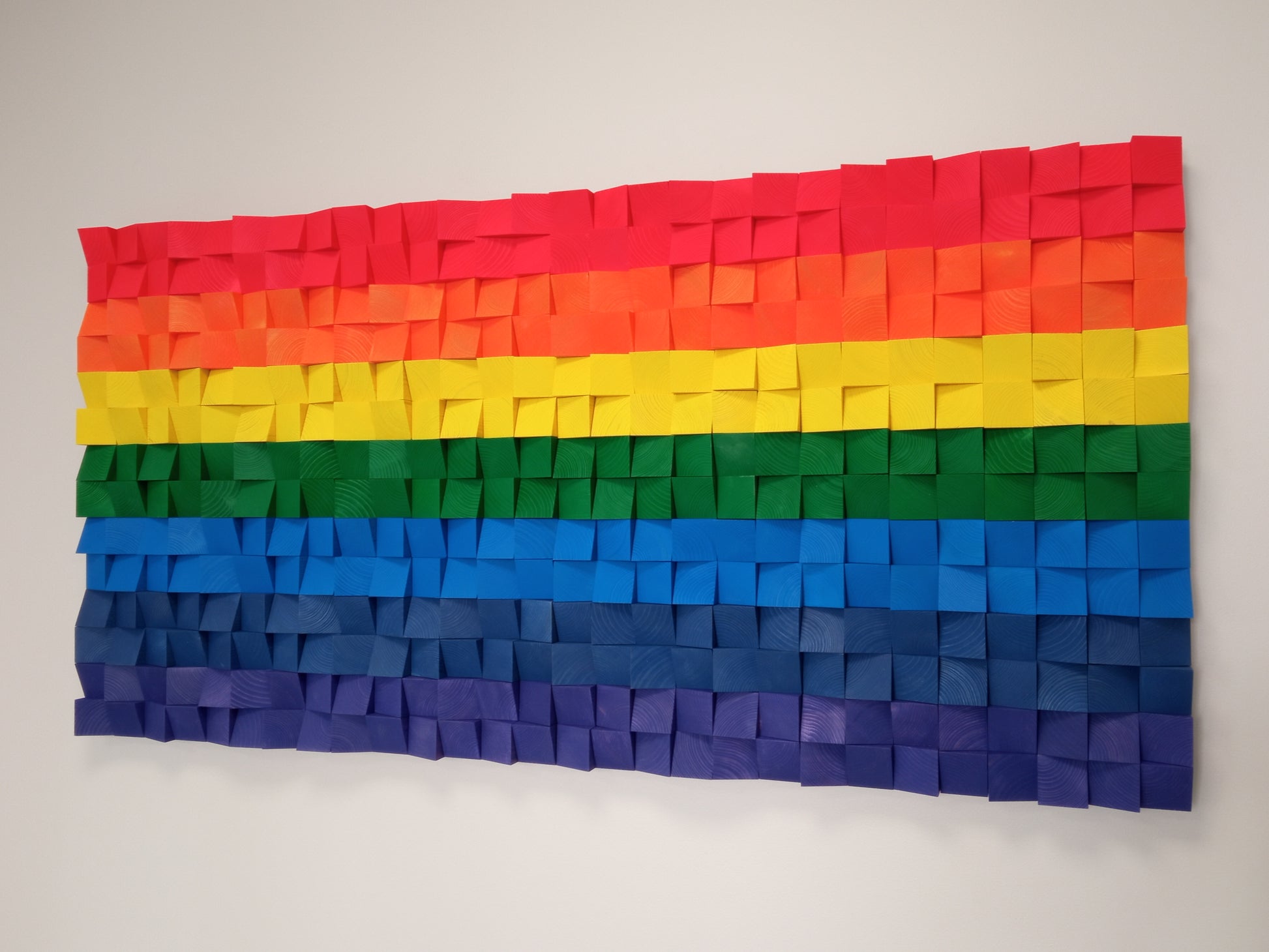 Handmade 3D wood wall art designed to function as both an acoustic sound diffuser and a statement decor piece.