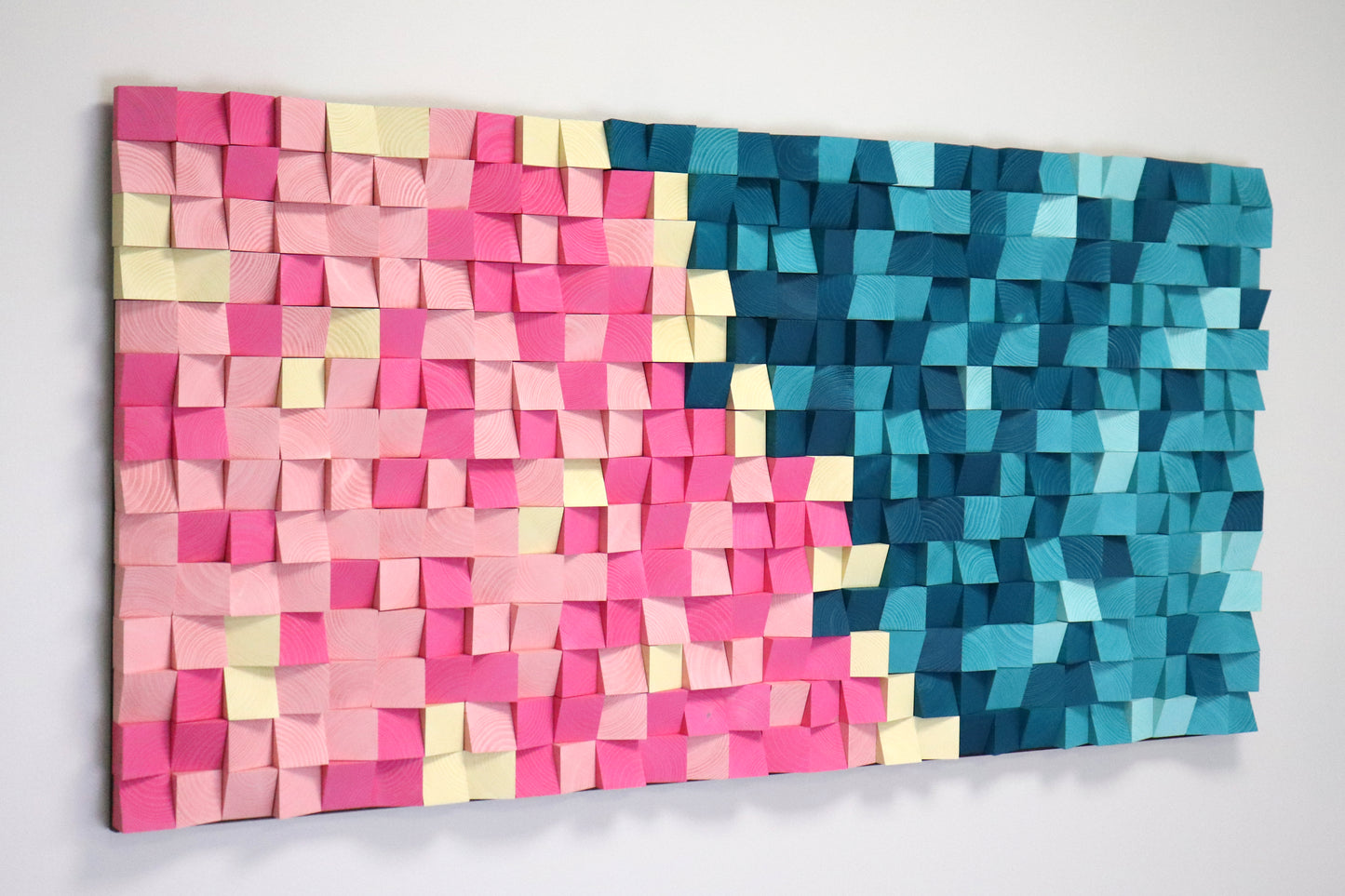 Handmade Water Lilies wooden wall decor designed to enhance sound quality while adding vibrant artistic color to the room.