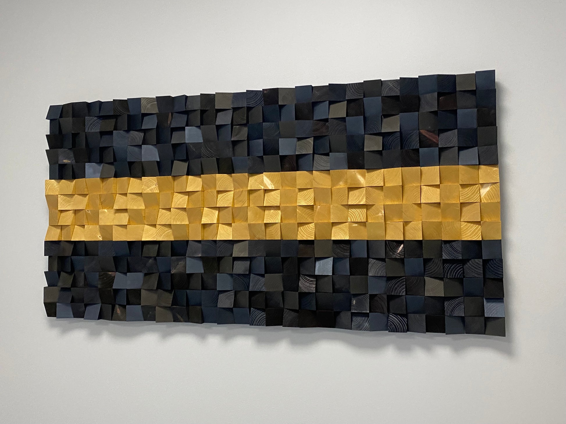 Golden Road wooden wall art by WoodenPix – handmade acoustic panel with luxury finish.