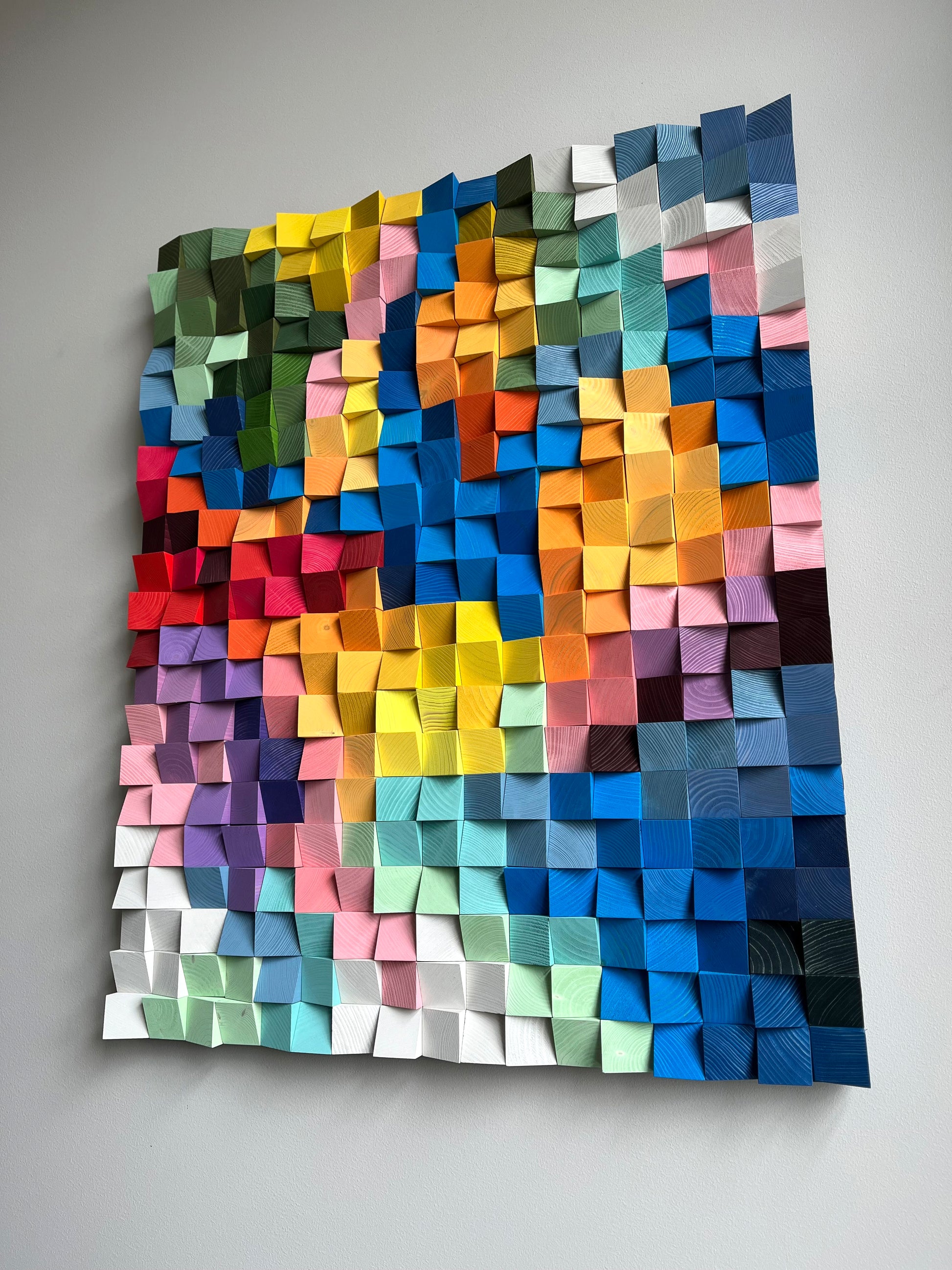 Summer Spots wall panel by WoodenPix with lively handcrafted wooden textures and bright colors.