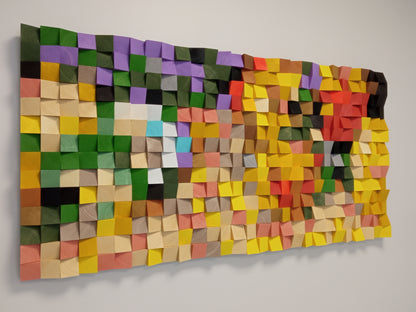 Autumn Expression sound diffuser wall panel crafted from natural wood in warm earthy colors.