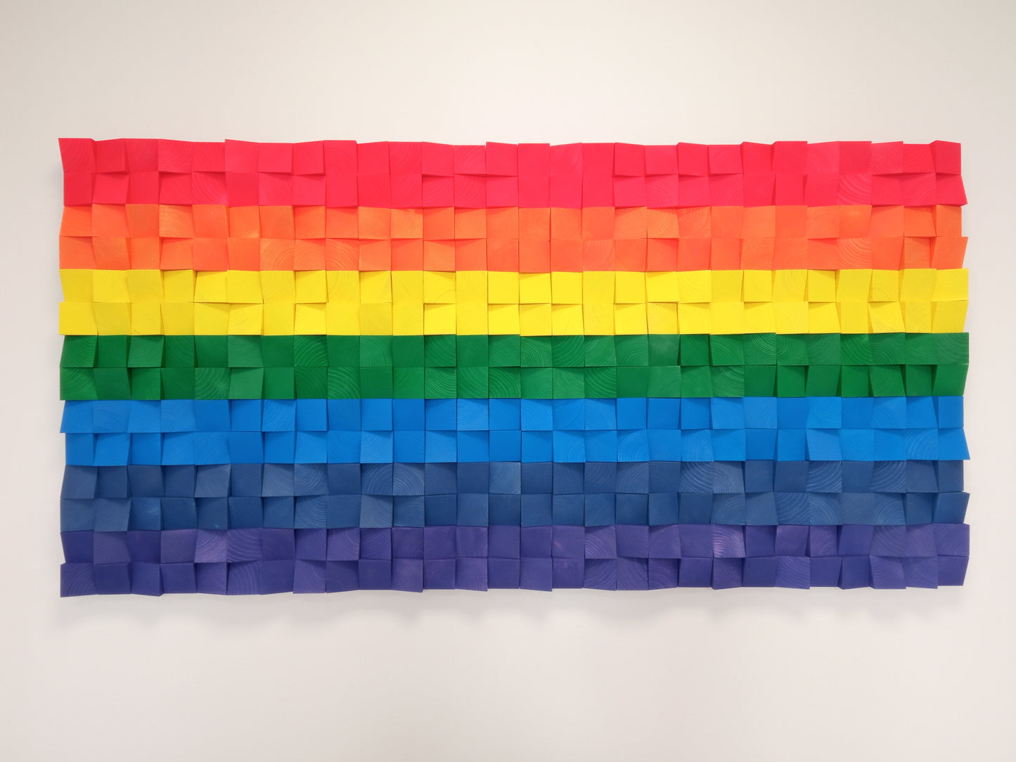 Rainbow Flag wooden wall art by WoodenPix — handcrafted acoustic panel that improves sound and adds vibrant design.