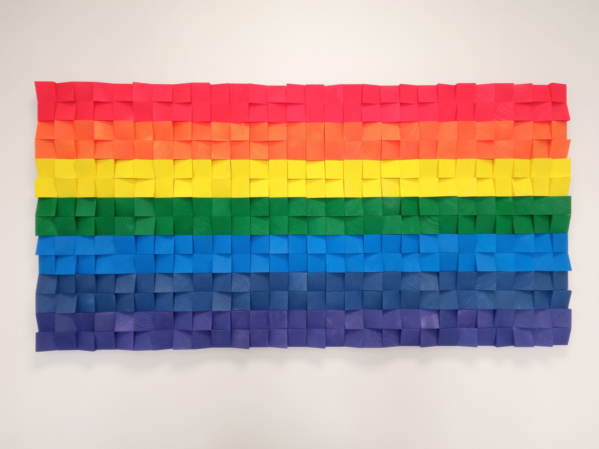 Rainbow Flag wooden wall art by WoodenPix — handcrafted acoustic panel that improves sound and adds vibrant design.